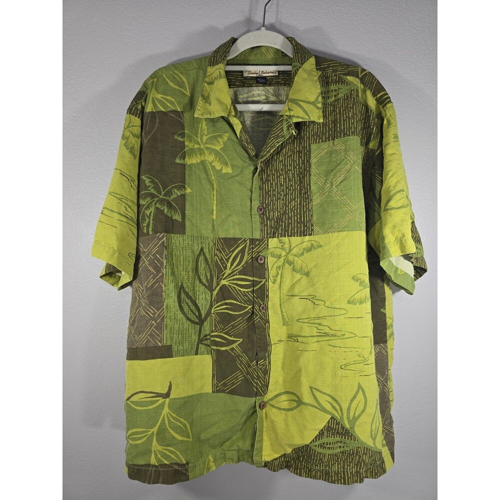 Tommy Bahama Shirt Large Hawaiian Camp 100% SILK Birds Of PARADISE Floral AE - Picture 1 of 8